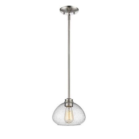 Z-Lite Amon 1 Light Mini Pendant, Brushed Nickel And Clear Seedy 722MP-BN